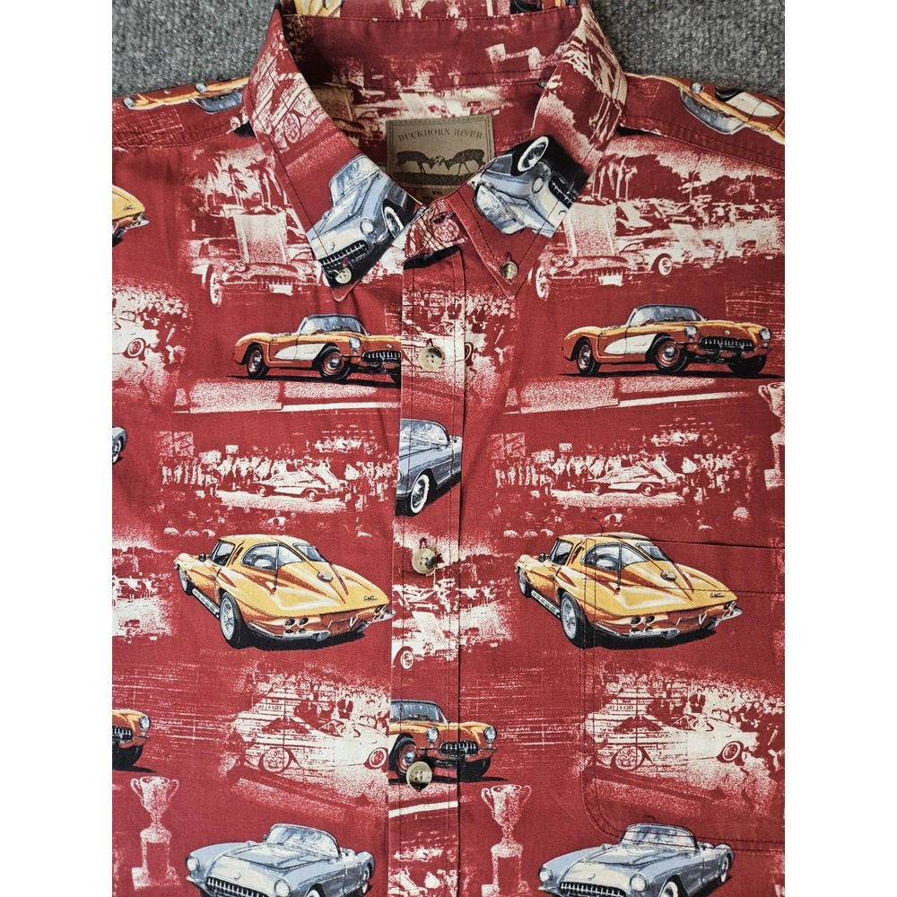 Buckhorn River Mens Corvette Hawaiian Style Shirt Size XXL Collector Cars